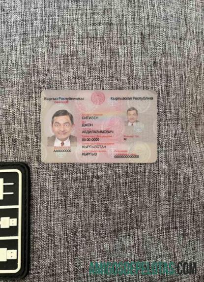 Kyrgyzstan ID Card olhar de foto frente amostra